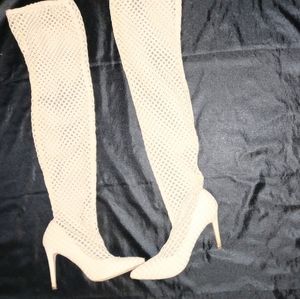Cream Thigh High Boots